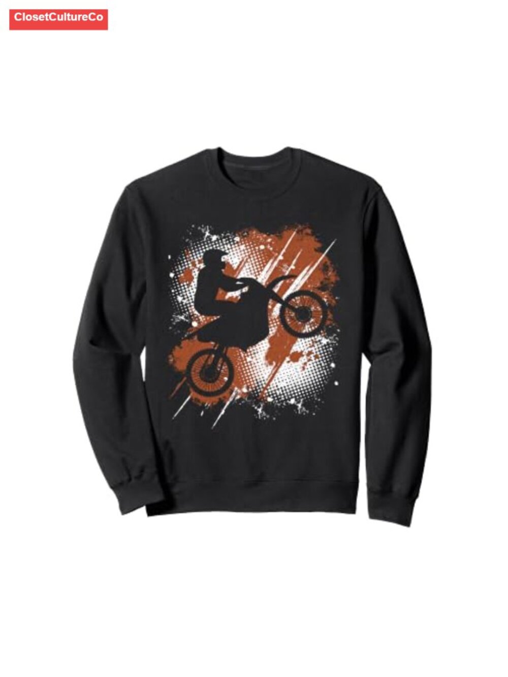 Motocross Dirt Bike Graphic Sweatshirt Classic Fit Twill Taped Neck